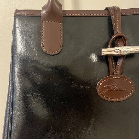 Longchamp Leather Mini Le Roseau Tote Bamboo Toggle Hand Bag Top Handle Purse xo - Picture 3 of 13